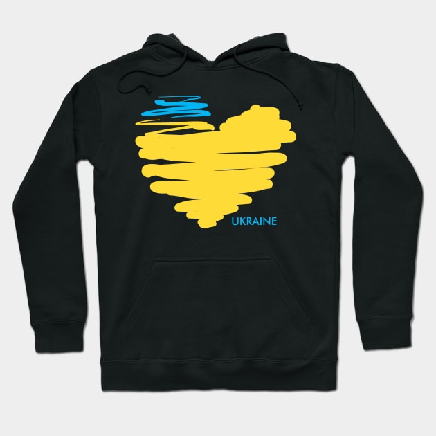 I love Ukraine, an anatomical heart in the colors of the flag. Hoodie by Olga Berlet